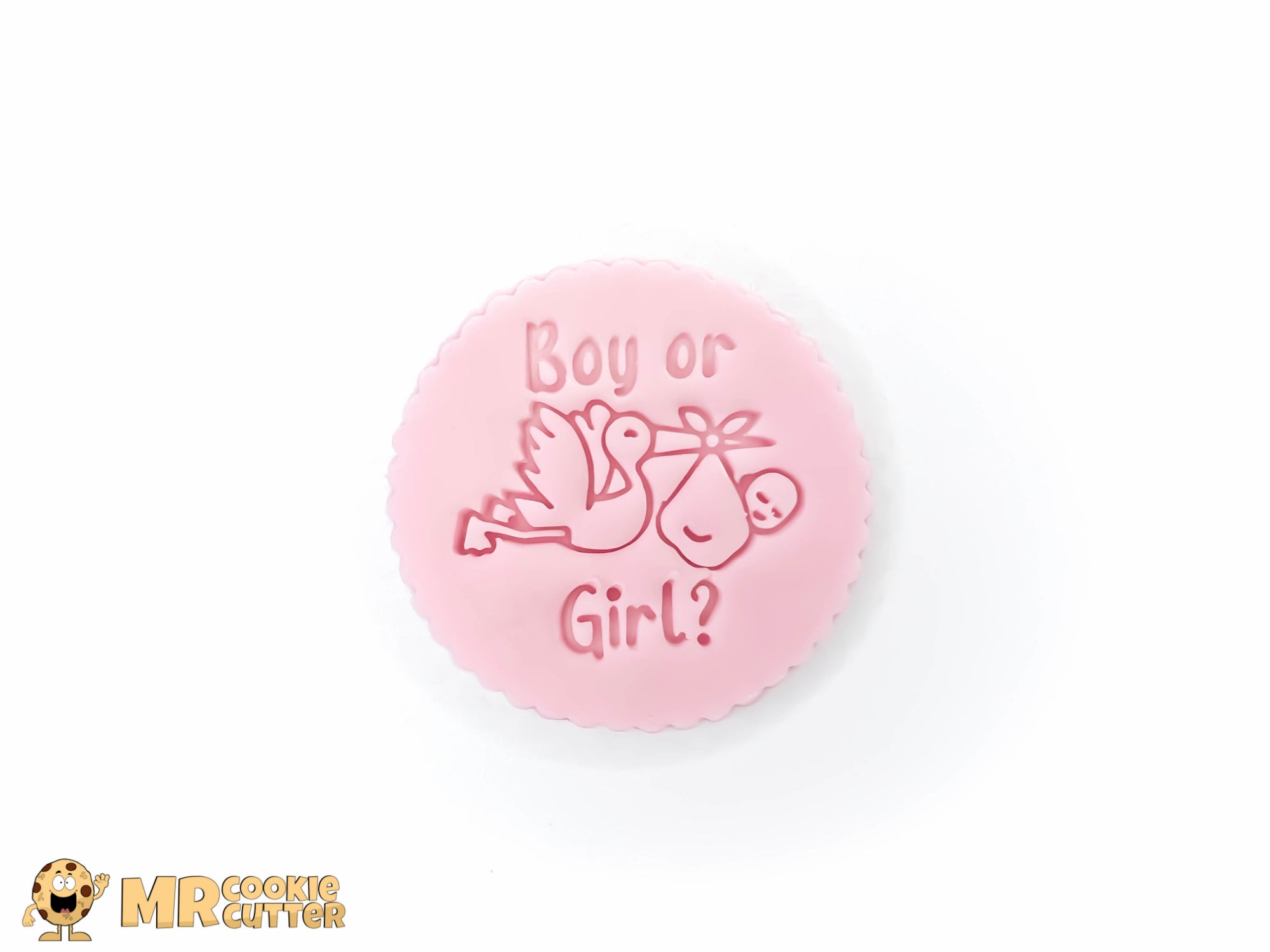 Boy or Girl Gender Reveal Cupcake Topper with Baby and Stork