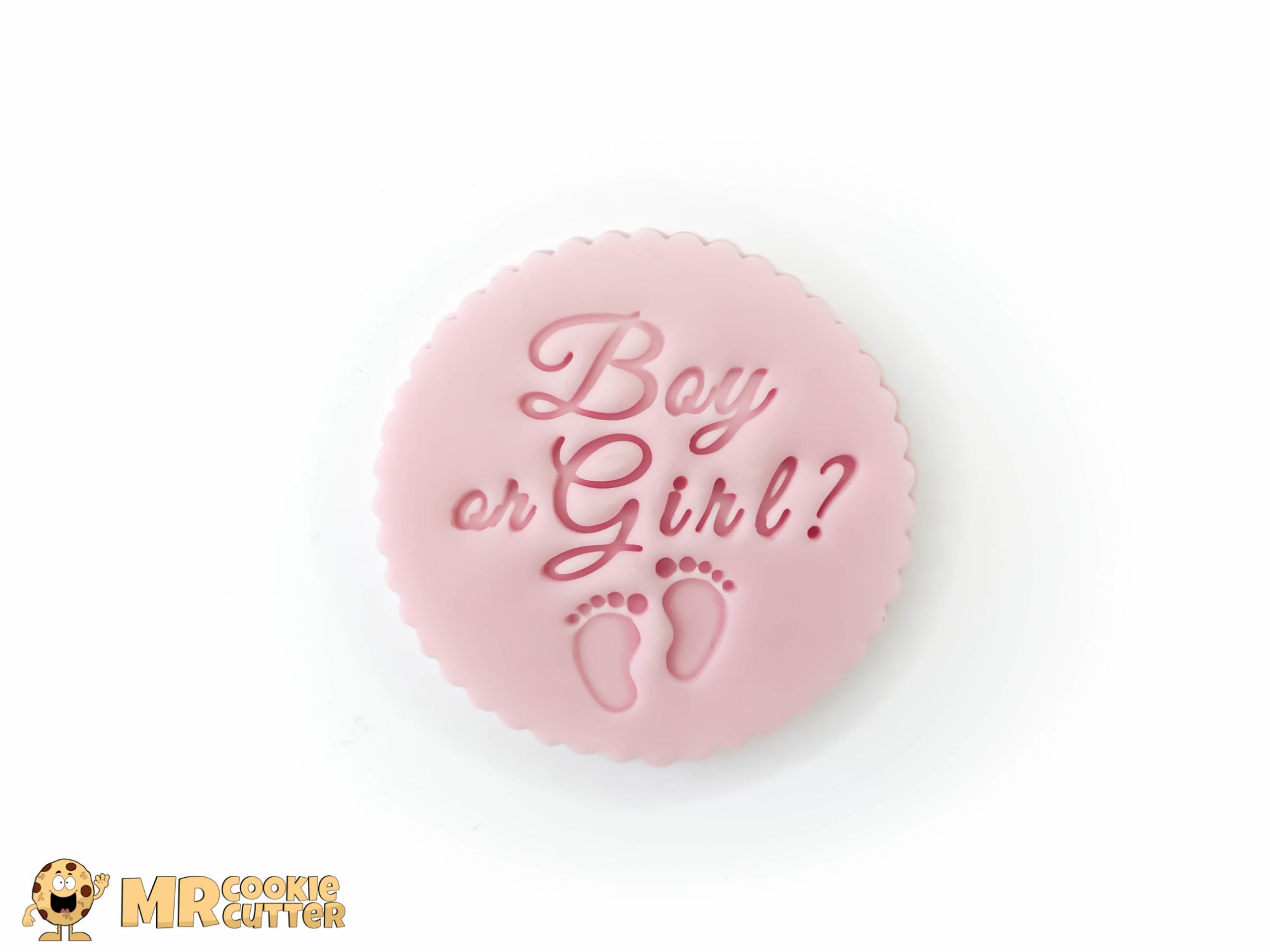 Boy or Girl Gender Reveal Cupcake Topper with baby footprints
