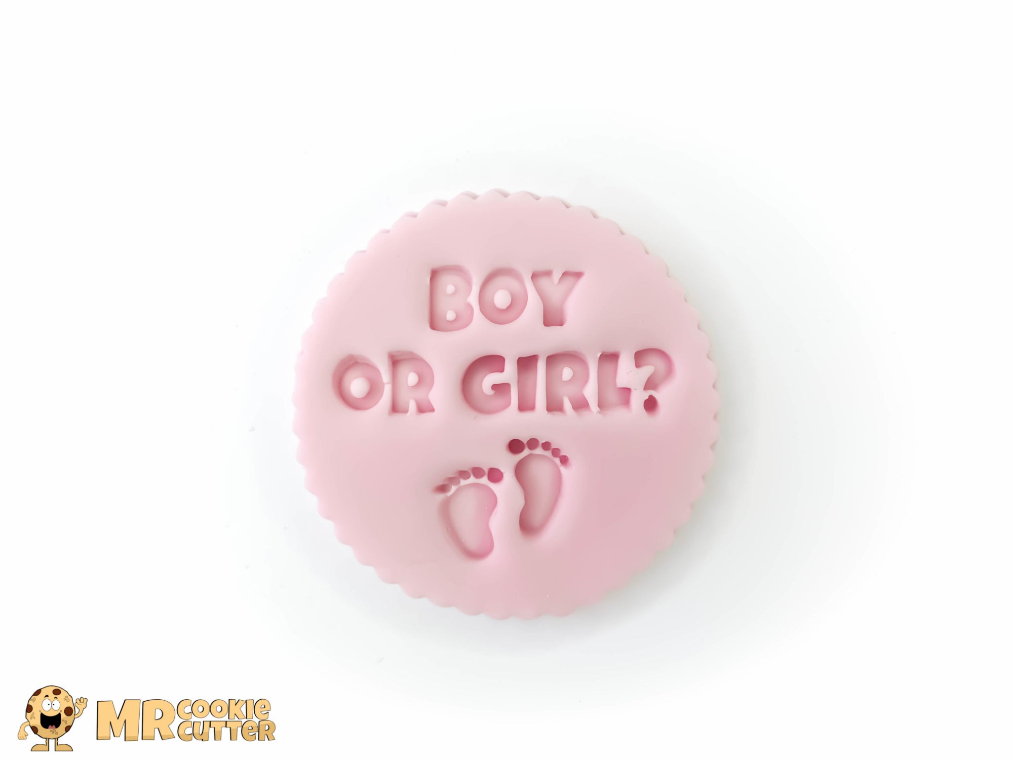 Boy or Girl Gender Reveal Cupcake Topper with Baby Footprints