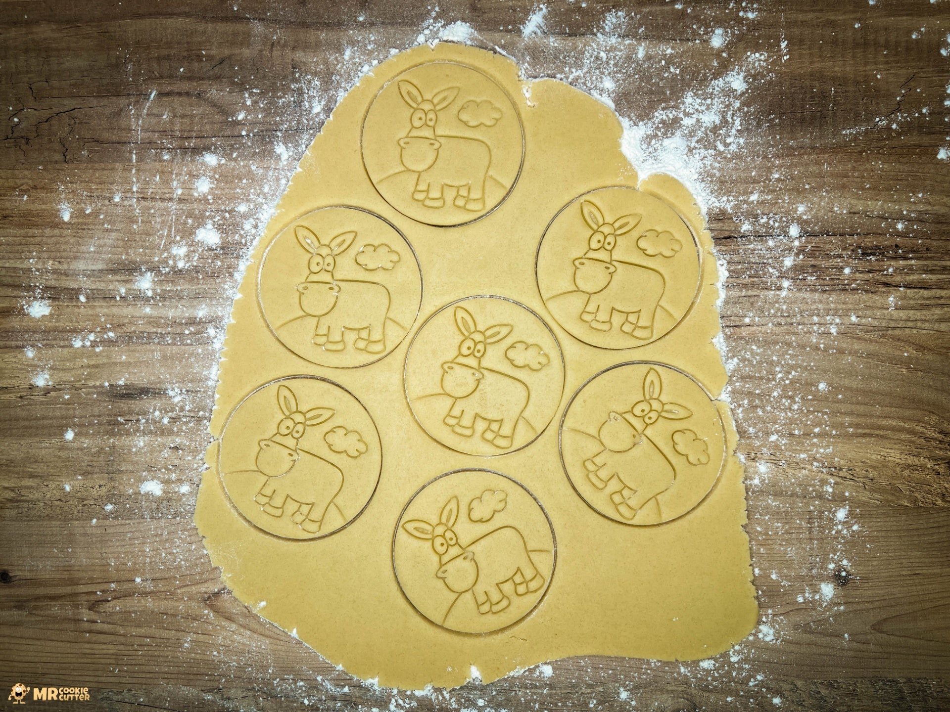 Donkey Cookie Cutter cut out from dough