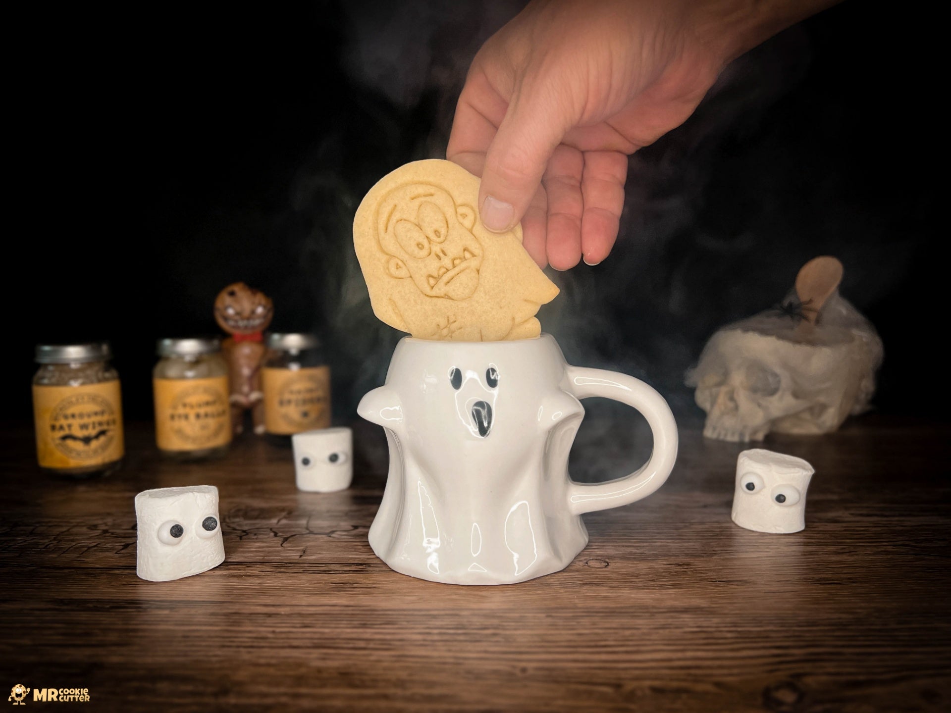 Halloween Ghoul Cookie dipped in a Ghost mug