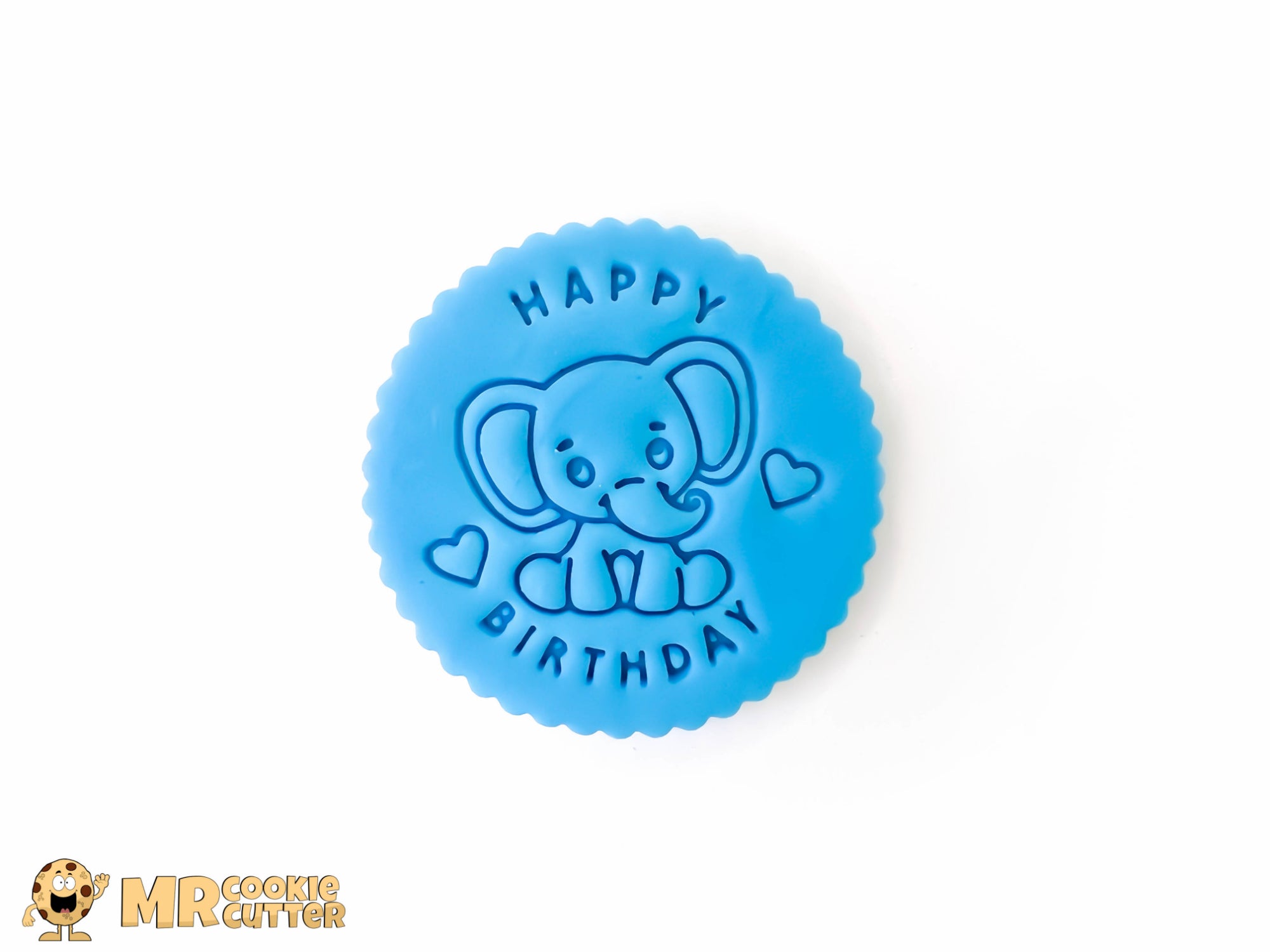 Happy Birthday Boy Elephant Design Fondant Cupcake Topper