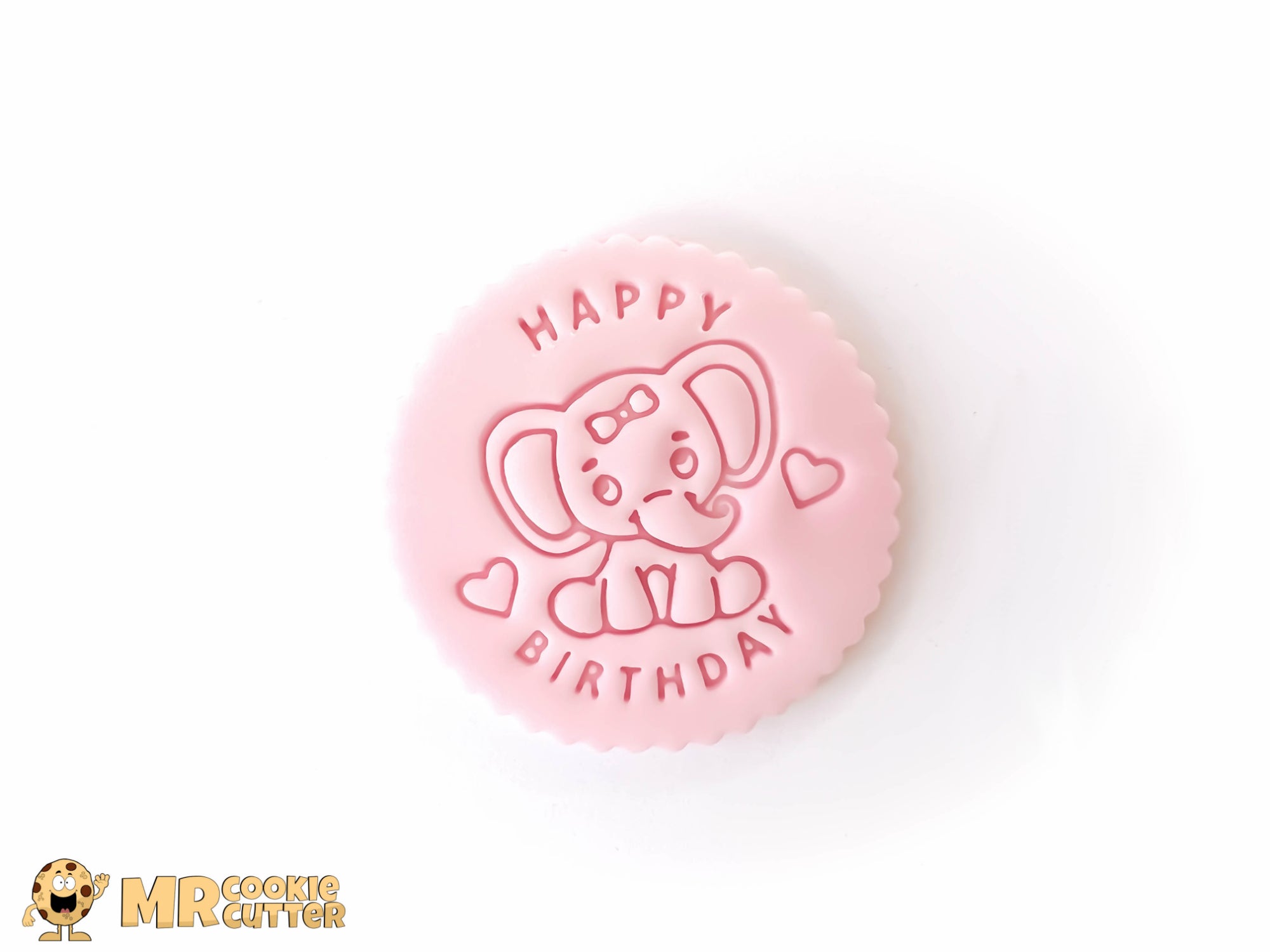 Happy Birthday Girl Elephant Design Fondant Cupcake Topper