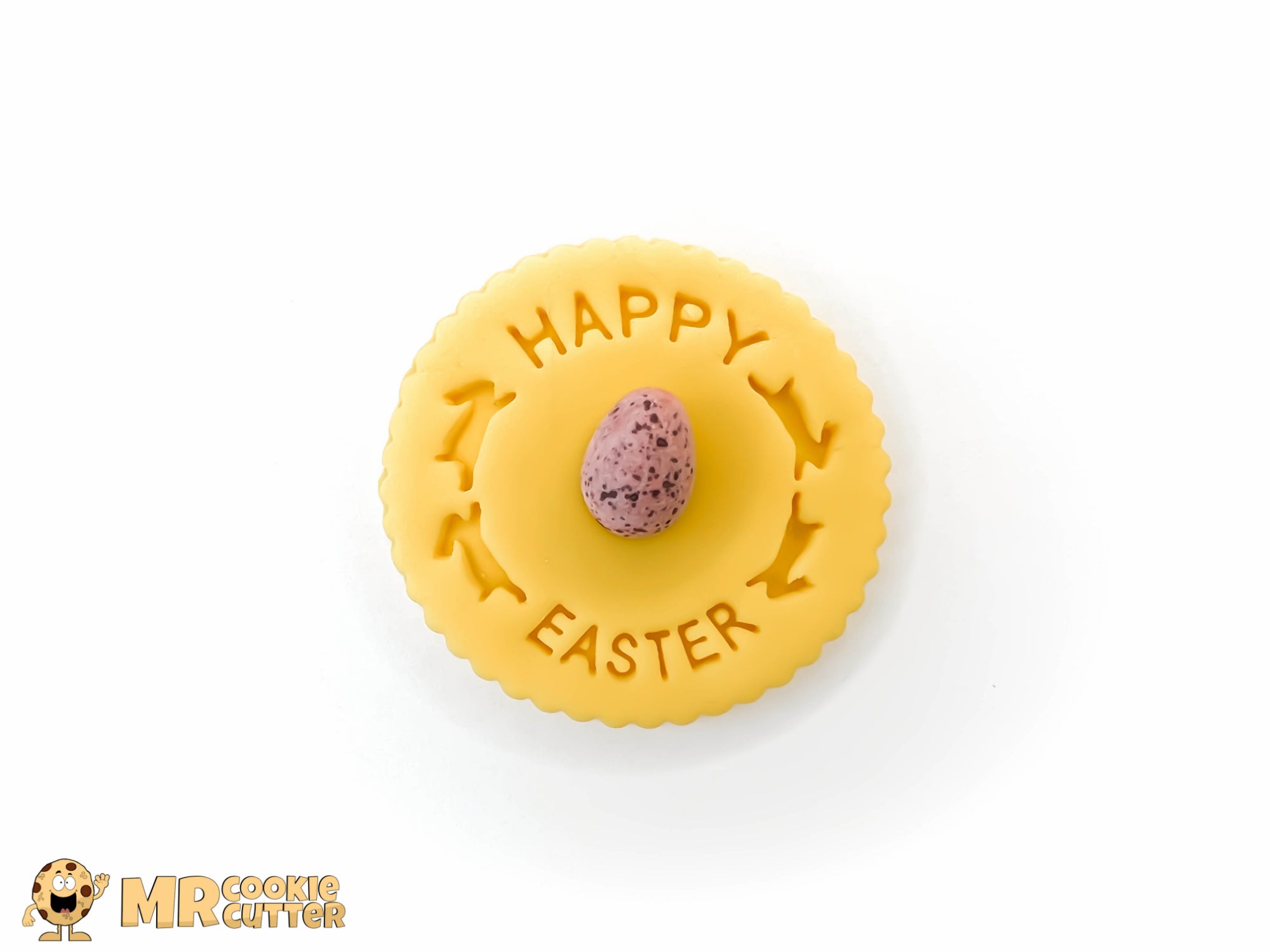 Happy Easter Rabbits Circle Cupcake Topper