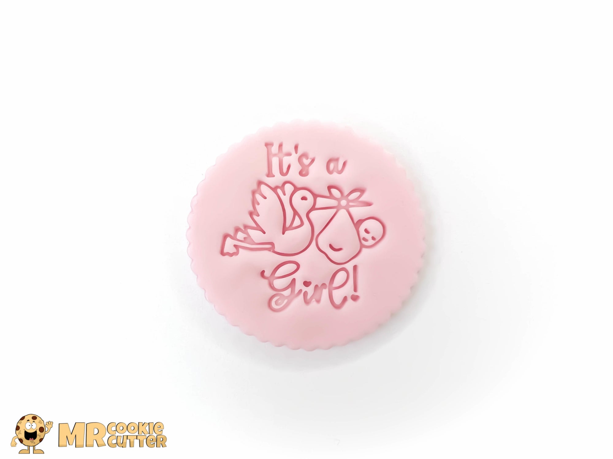 It's a Girl Gender Reveal Cupcake Topper with Baby and Stork