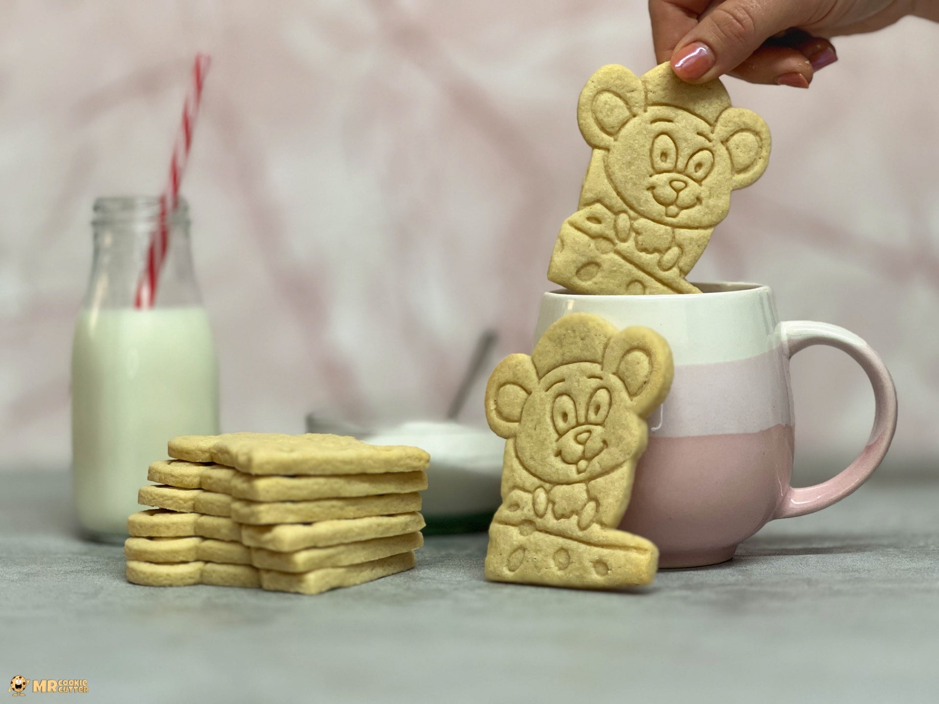 Cartoon Mouse Cookie dipped in tea