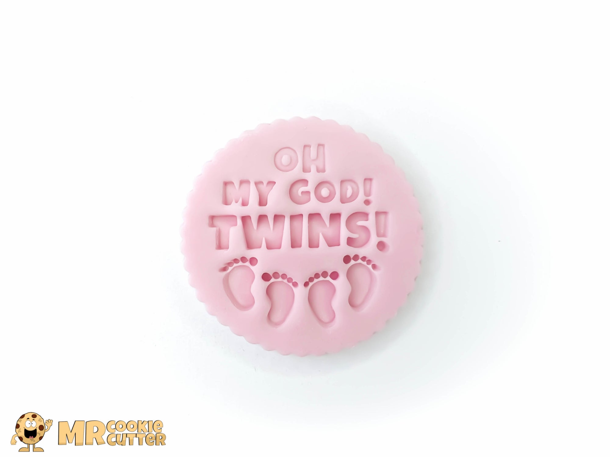 Oh My God Twins Cupcake Topper with baby footprints