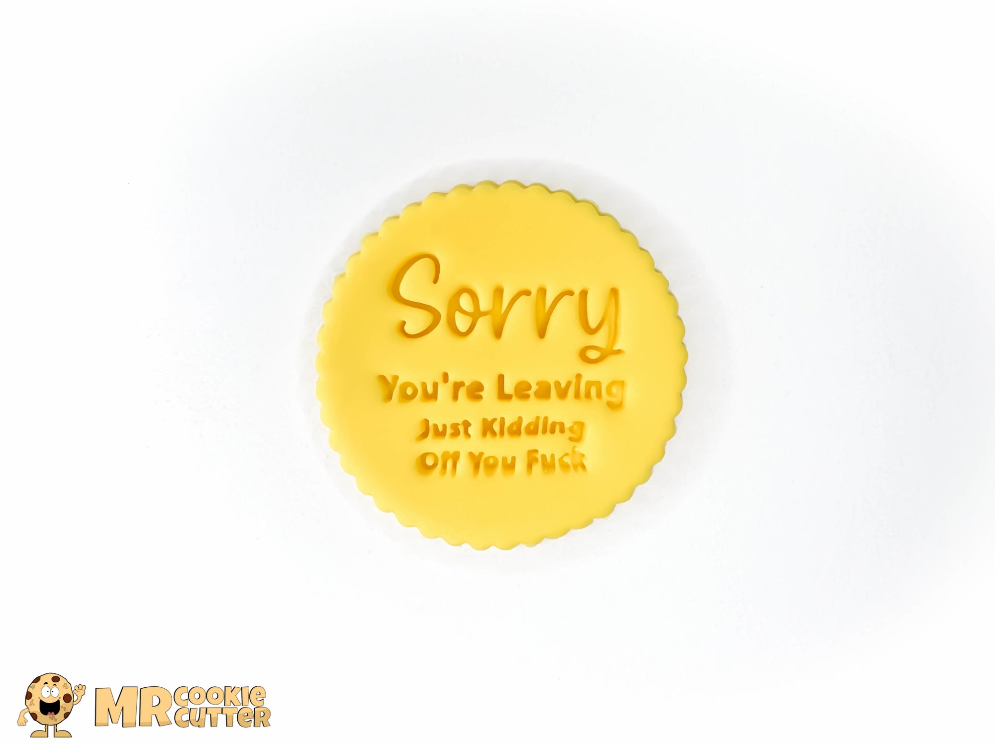 Sorry You're Leaving Adult Fondant Stamp Cupcake Topper