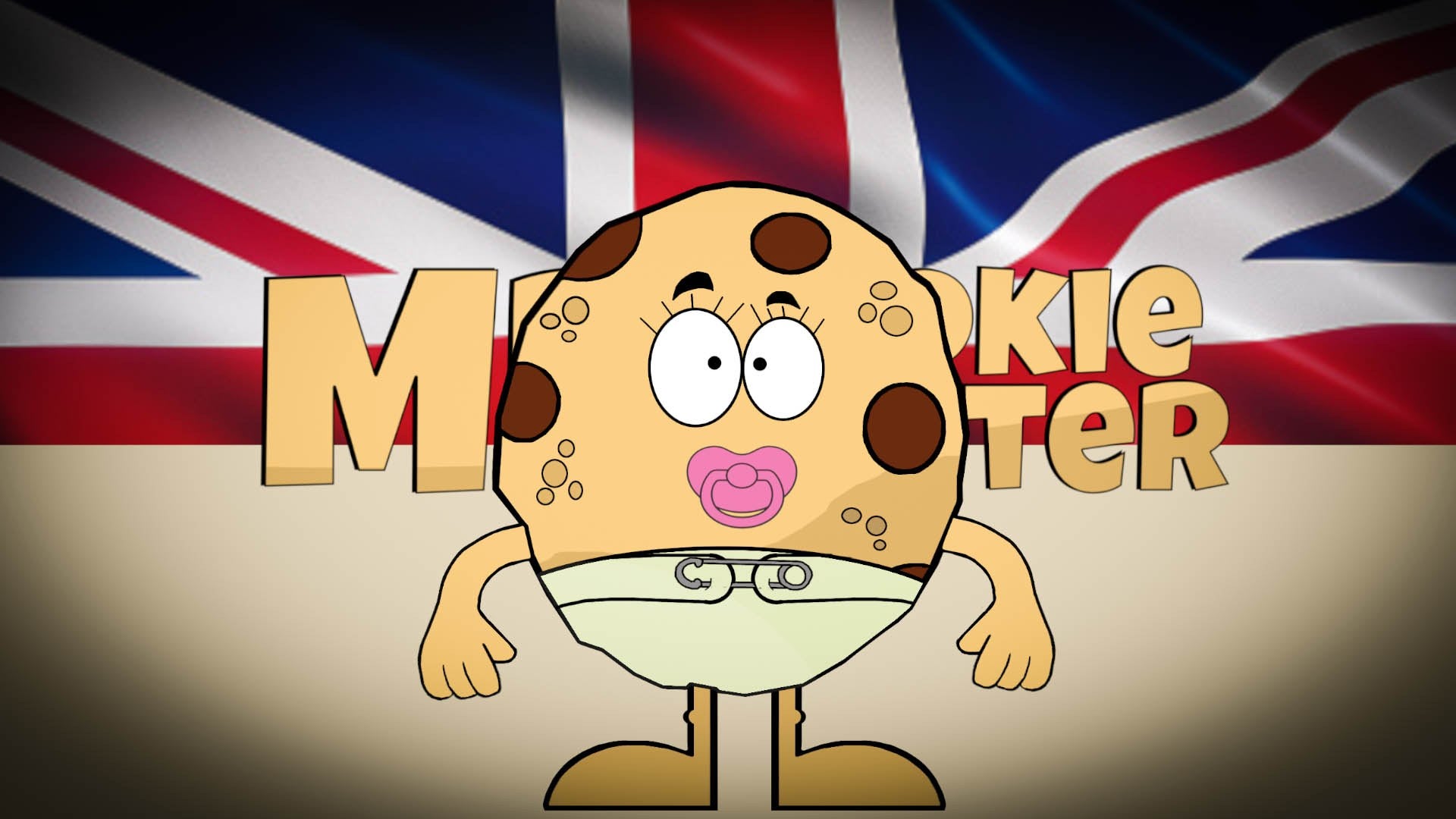FAQ Banner with Baby Cookie Cutter Character and Union Jack Flag